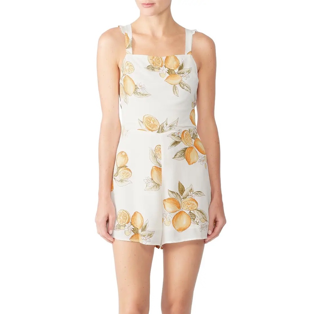 For Love And Lemons White and Yellow Mini Dress